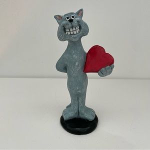 Prom Date Cat Figurine Cast Art Industries 1993 Vintage Cat With Heart & Rat 6”
